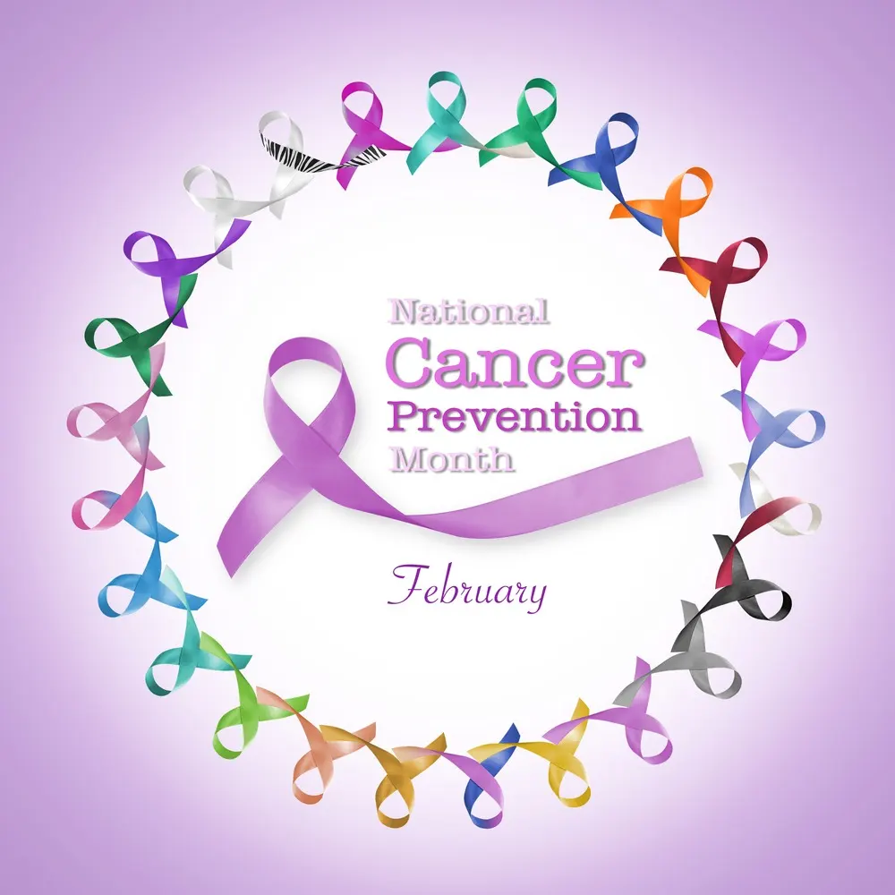 Colorful awareness ribbons form a circle on a purple background, highlighting "National Cancer Prevention Month" text. This image symbolizes compassionate care and emphasizes the importance of accurate diagnosis and personalized medical care.| Dr. Nadelman Biopsy Doctor