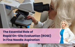 A cytopathologist examines samples through a microscope, highlighting the precision and efficiency of ROSE in FNA biopsy for accurate diagnosis and compassionate care.| Dr. Nadelman Biopsy Doctor